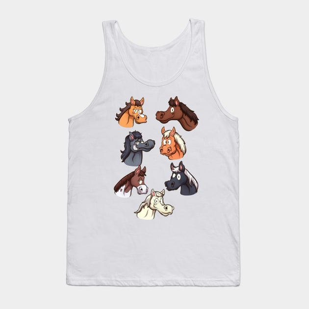 Cute Horse Heads Tank Top by TheMaskedTooner